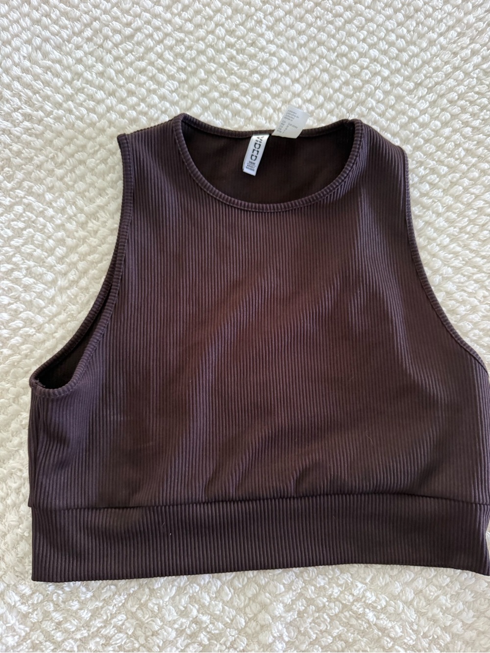 Divided by H&M Ribbed Cropped Tank Top - Chocolate Brown